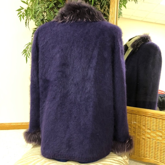 Connie A Lee Purple Angora w/Fur Trim Sweater - Picture 2 of 3